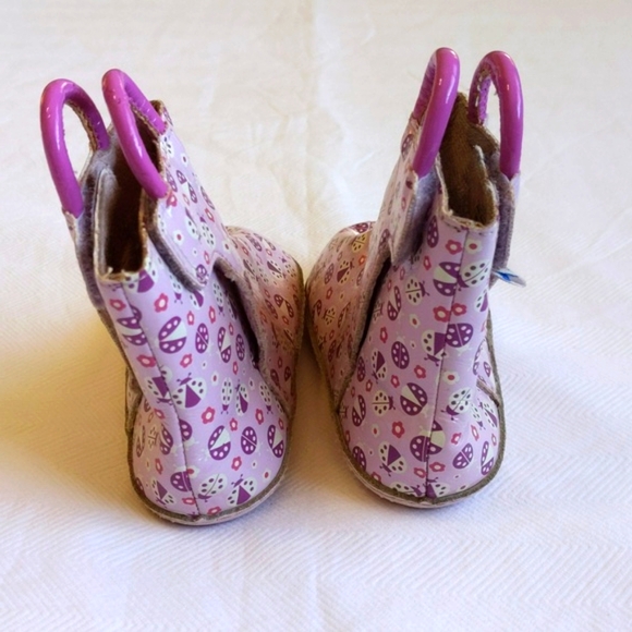 robeez purple ladybug soft sole booties with velcro closure size 3 baby girl - Picture 6 of 8